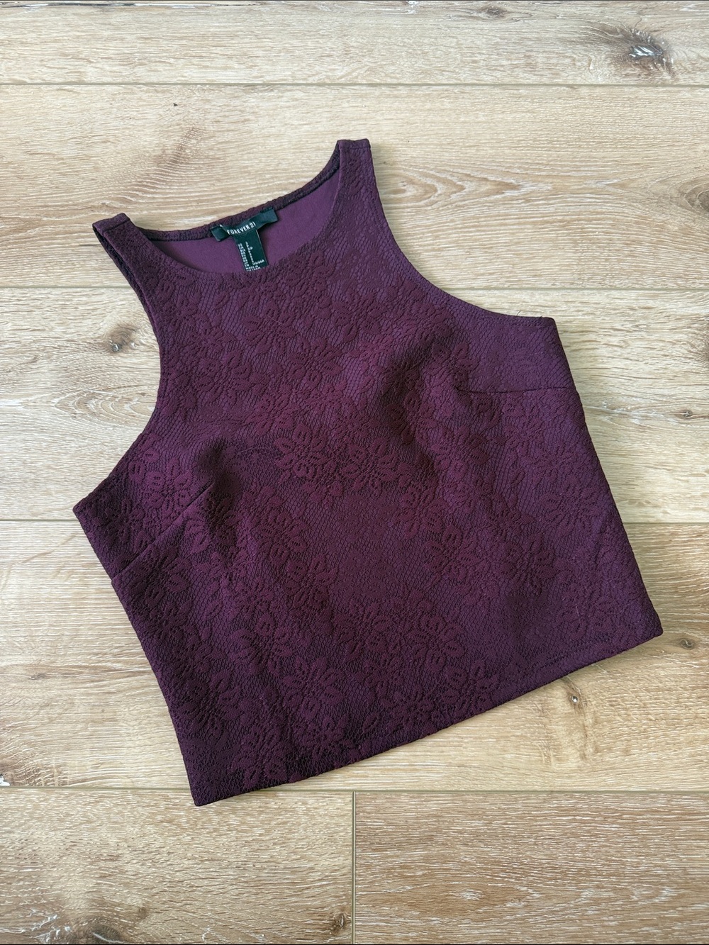 Forever 21 Burgundy Lace Cropped Tank